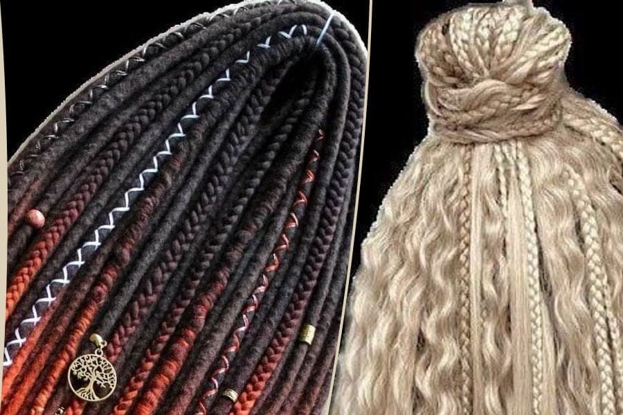Double-ended braids, curls & dreads: Double-ended set — made to order, Double-ended set — installation (50 sections)